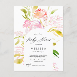 Invitation pour Baby Shower bouquet de roses à l'a