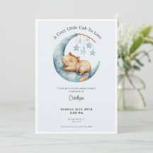 Invitation pour Baby Shower Capybara Lune Douillet