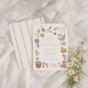 Invitation pour Baby Shower Cottagecore Jardin de 