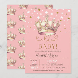 Invitation pour Baby Shower Couronne Royale et Éto