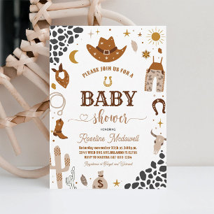 Invitation pour Baby Shower Cowboy Rodeo Garçon Fa