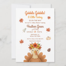 Invitation pour Baby Shower de bébé dinde d'automn