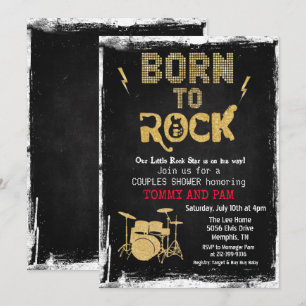 Invitation pour Baby Shower de Bébé Star du Rock N