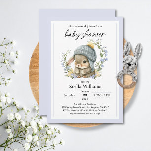 Invitation pour Baby Shower de Fleurs de Lapin Mig