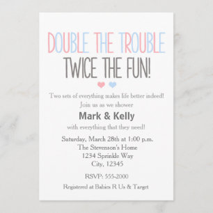 Invitation pour Baby Shower de jumeaux avec deux f