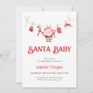 Invitation pour Baby Shower de Noël Bébé Santa Rou