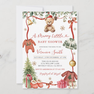 Invitation pour Baby Shower de Noël Rouge Merry Li