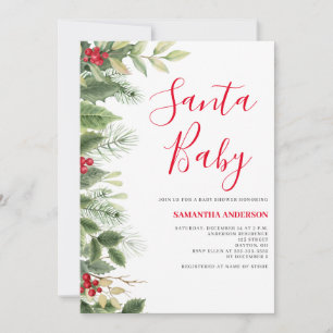 Invitation pour Baby Shower de Noël Santa Baby aux