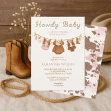 Invitation pour Baby Shower de petite cowgirl Howd