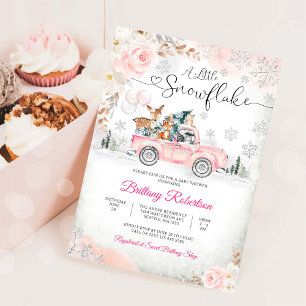 Invitation pour Baby Shower d'hiver Camion rose In