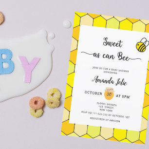 Invitation pour baby shower douce comme une abeill