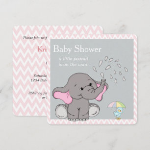 Invitation pour Baby Shower Éléphant Bébé Adorable
