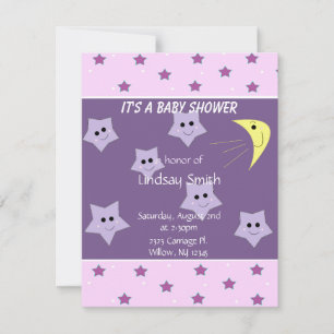 Invitation pour Baby Shower Étoiles et Lune