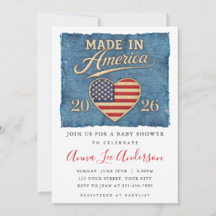 Invitation pour Baby Shower "Fabriqué en Amérique"