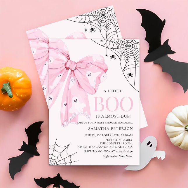 Invitation pour Baby Shower Fantôme Petit Arc Rose (Créateur téléchargé)