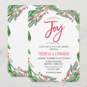 Invitation pour Baby Shower Fête de Noël Gui