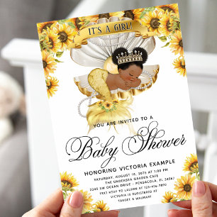 Invitation pour Baby Shower Fille Afro avec Tourne