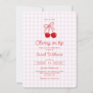 Invitation pour Baby Shower Fille Cerise sur le Gâ