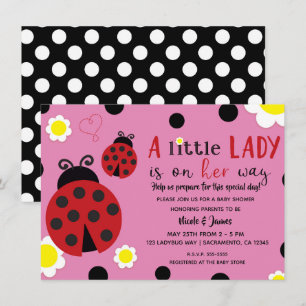 Invitation pour Baby Shower Fille Fleur coccinelle