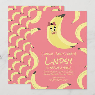 Invitation pour Baby Shower Fille Mignonne Banane 