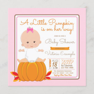 Invitation pour Baby Shower Fille Petit Citrouille