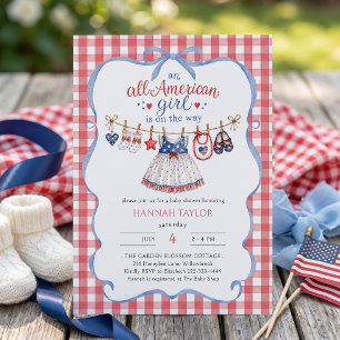 Invitation pour Baby Shower Fille Tout Américaine