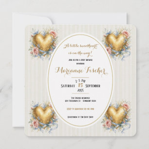 Invitation pour Baby Shower Fleur de Lys neutre po