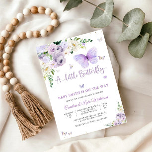 Invitation pour Baby Shower Fleur et Papillon