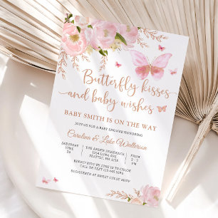 Invitation pour Baby Shower Fleur et Papillon