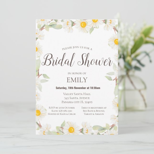 Invitation pour Baby Shower Fleur, Invitation de F (Debout devant)