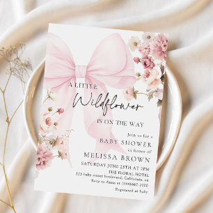 Invitation pour Baby Shower Fleur Sauvage à Ruban