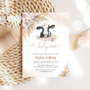 Invitation pour Baby Shower Fleurie Vache Sacrée