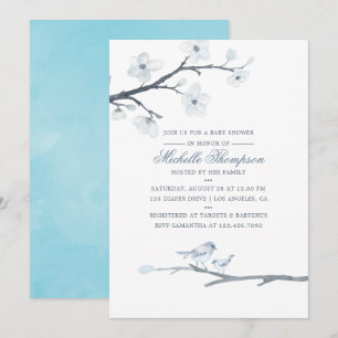 Invitation pour Baby Shower Fleurs de Cerisier