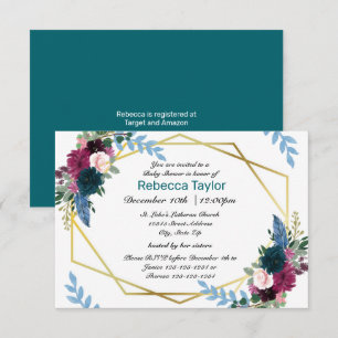 Invitation pour Baby Shower Floral Blooms Mod Sarc