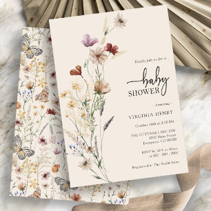 Invitation pour Baby Shower Floral Bohème aux Fleu