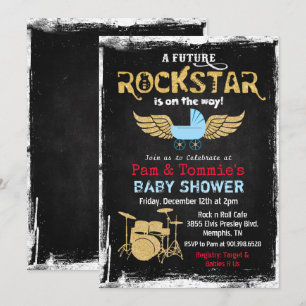 Invitation pour Baby Shower Future Rockstar Drum S