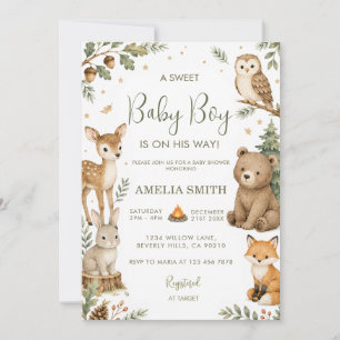 Invitation pour Baby Shower Garçon Animaux de Safa