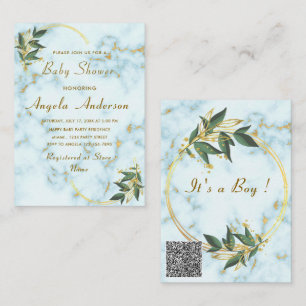 Invitation pour Baby Shower Garçon avec Code QR Ma