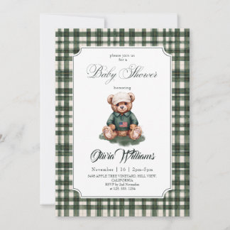 Invitation pour Baby Shower Garçon Ours en Peluche