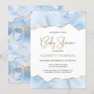 Invitation pour Baby Shower Garçon Paillettes Or A