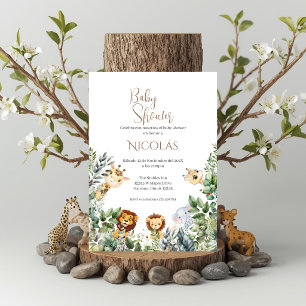 Invitation pour Baby Shower garçon safari espagnol