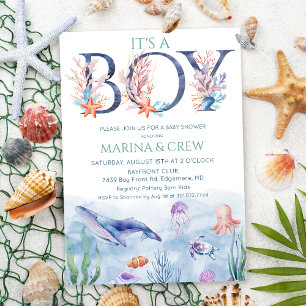Invitation pour Baby Shower Garçon Sous la Mer