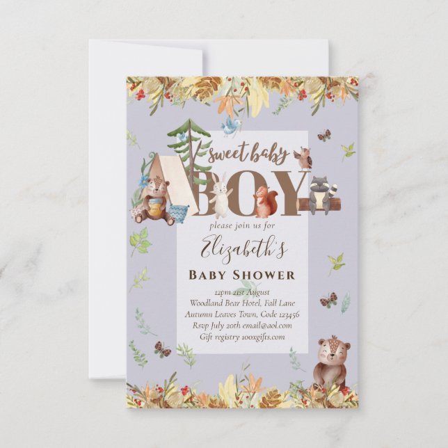 Invitation pour Baby Shower Garçon Thème Ours des  (Devant)