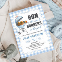 Invitation pour Baby Shower Gingham Burger BBQ
