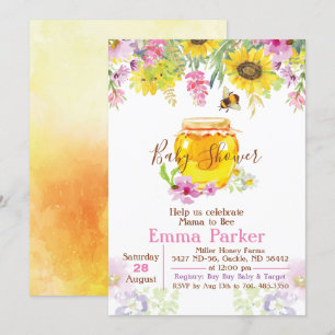 Invitation pour Baby Shower Honey Bumble Bee