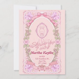 Invitation pour Baby Shower Jumeaux Lapin