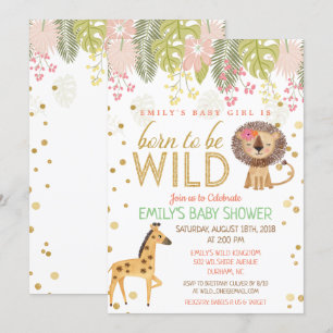 Invitation pour Baby Shower Jungle 'Né pour être s