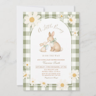 Invitation pour Baby Shower Lapin à carreaux Daisy