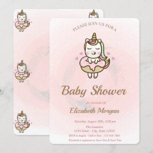 Invitation pour Baby Shower Licorne Mignonne et Do