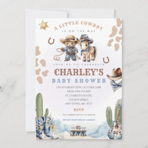 Invitation pour Baby Shower Little Cowboy Garçons